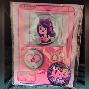 Pop Fit Button Collection Super Cute Girly Gamer Retro Pastel Pink Adorable New!